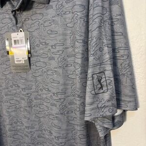 PGA Tour Pro Series Mens XXL Tradewinds‎ Grey Golf Course Print Polo Shirt NWT